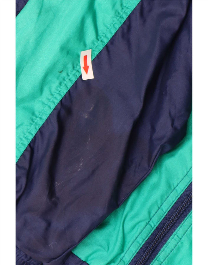 Vintage Mens Tracksuit Top Jacket Large Navy Blue Colourblock Polyamide