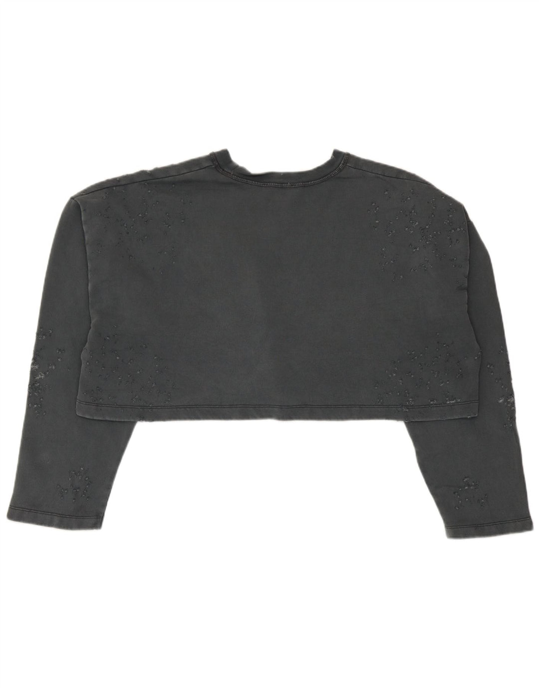 Zara Womens Crop Oversized Sweatshirt Jumper UK 10 Small Grey Cotton