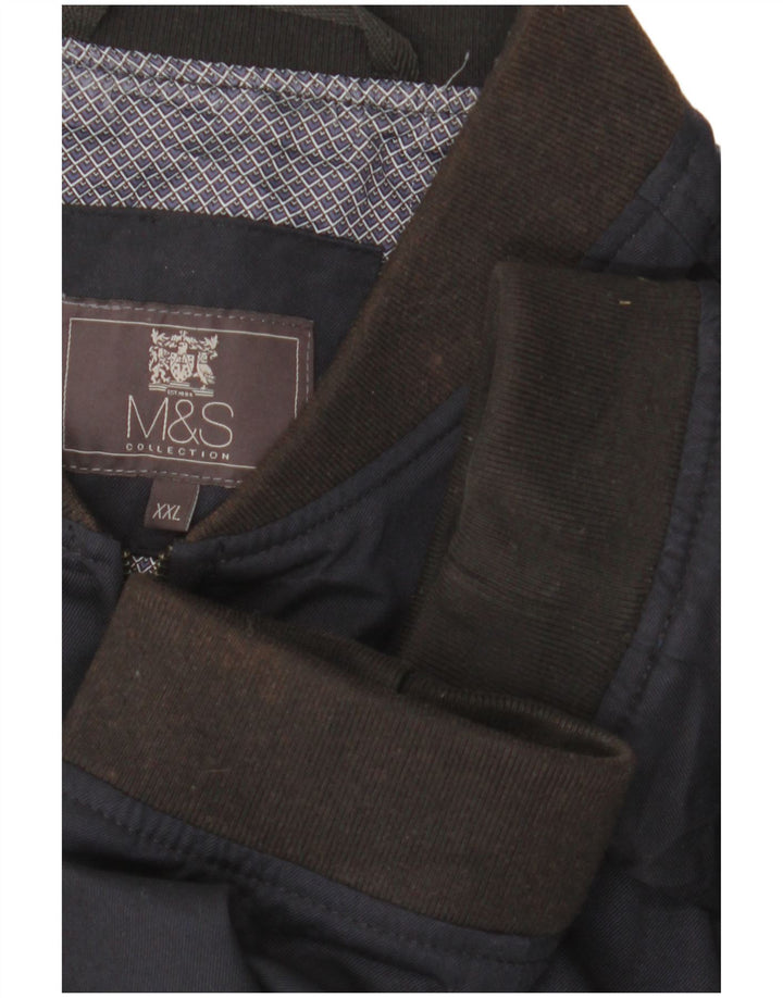 Marks & Spencer Mens Bomber Jacket UK 44 2XL Navy Blue