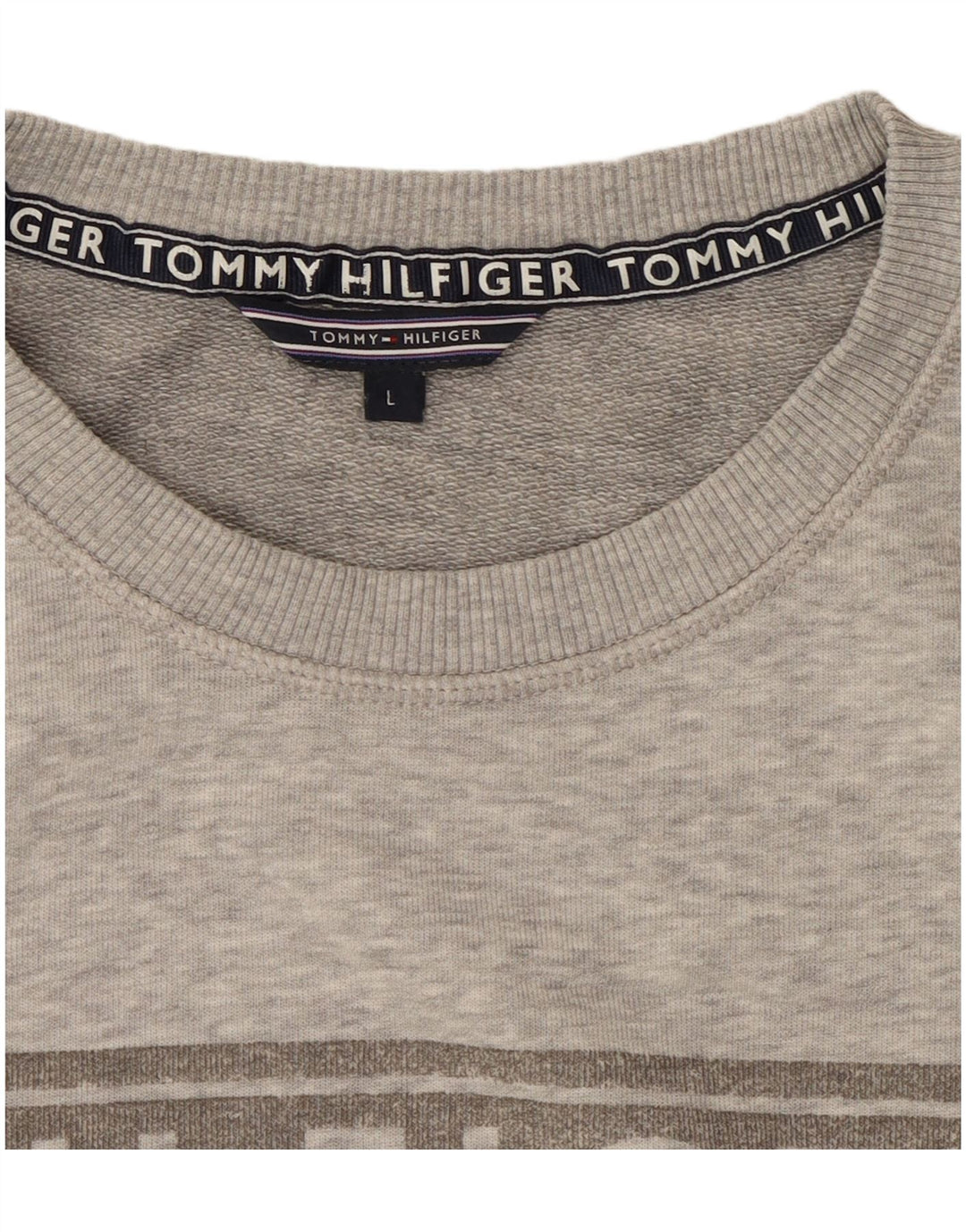 Tommy Hilfiger Womens Graphic Sweatshirt Jumper UK 16 Large Grey