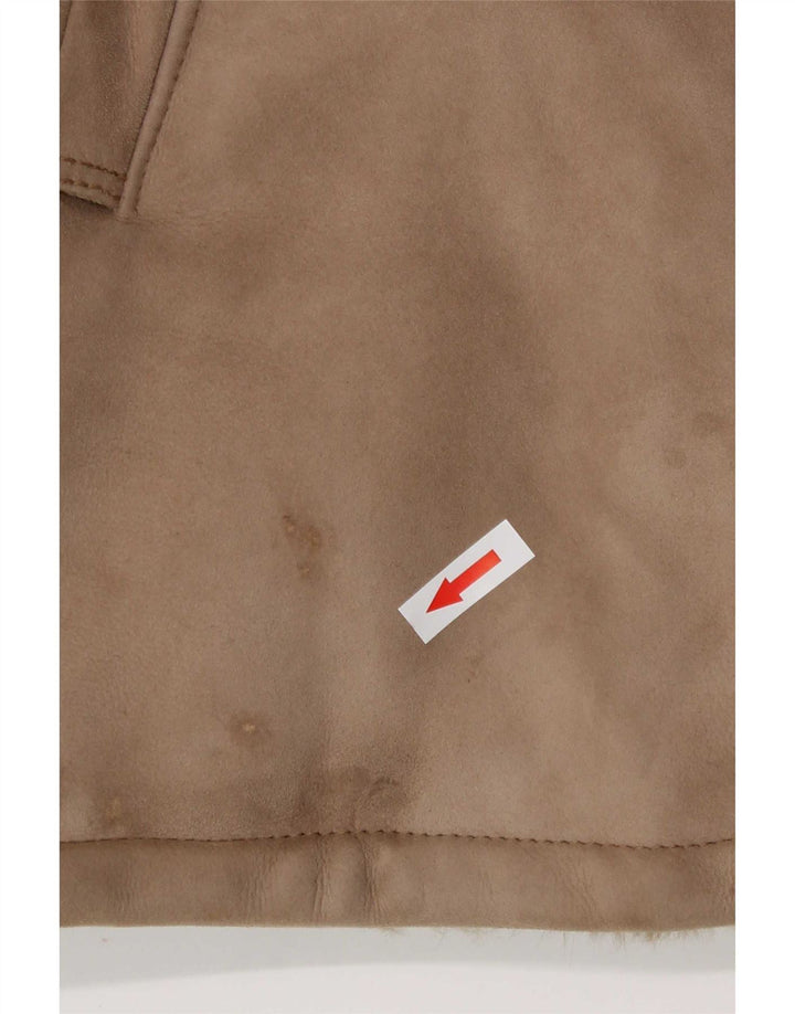 Vintage Dame Shearling Jacket UK 8 Small Brown
