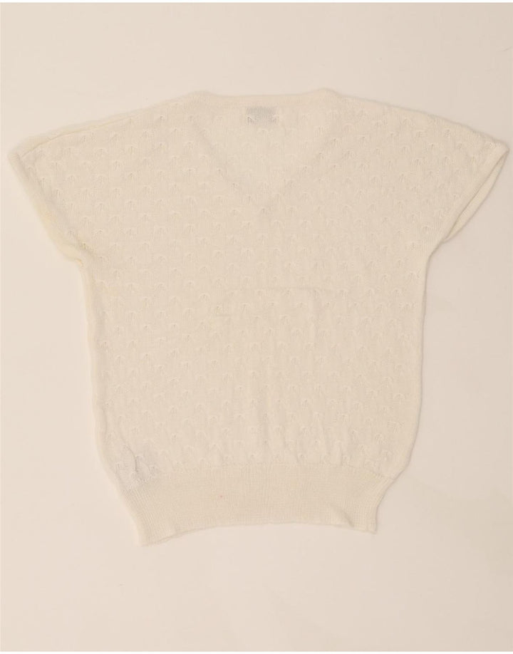 PEPALOVES Womens Oversized V-Neck Jumper Sweater UK 10 Small White Vintage Pepaloves and Second-Hand Pepaloves from Messina Hembry 