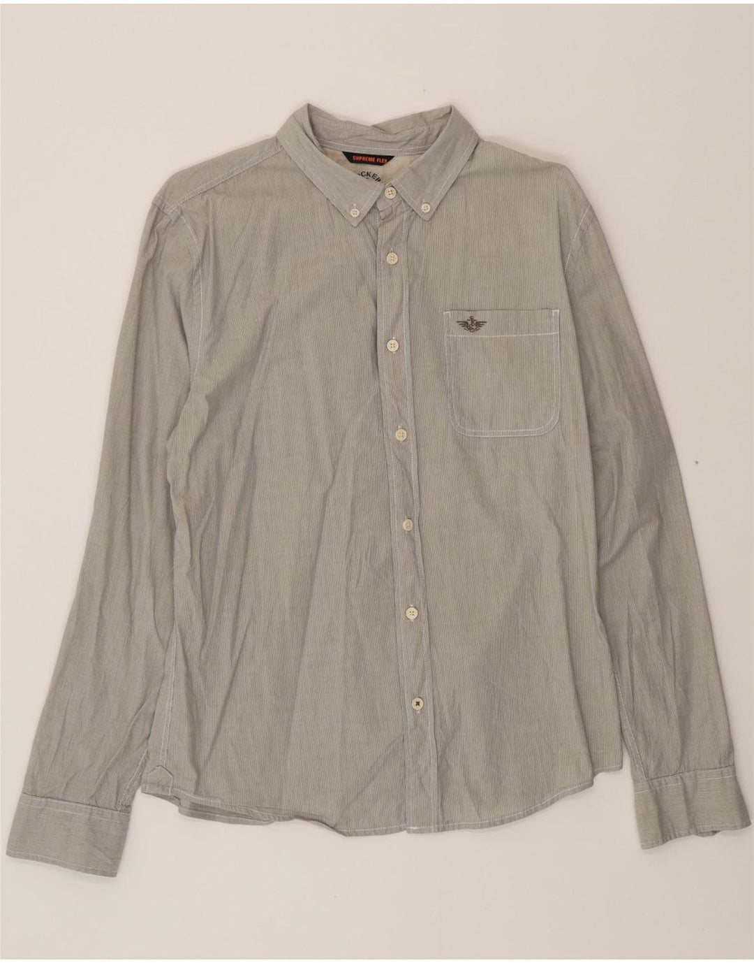 DOCKERS Mens Slim Fit Shirt Medium Grey Pinstripe Vintage Dockers and Second-Hand Dockers from Messina Hembry 