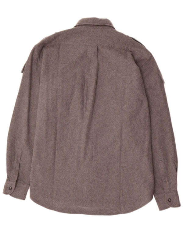 Napapijri Mens Geographic Military Flannel Shirt XL Grey Wool