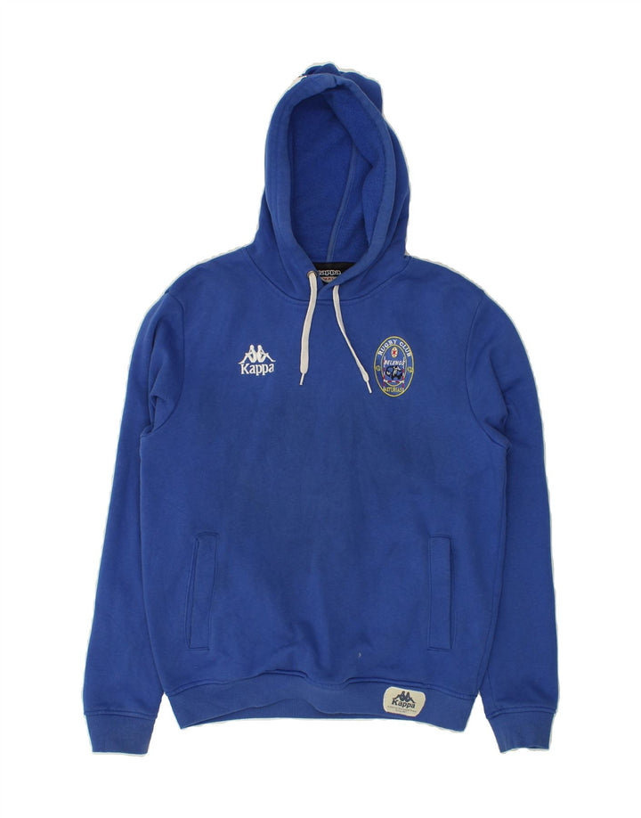 KAPPA Mens Graphic Hoodie Jumper Small Blue Cotton | Vintage Kappa | Thrift | Second-Hand Kappa | Used Clothing | Messina Hembry 