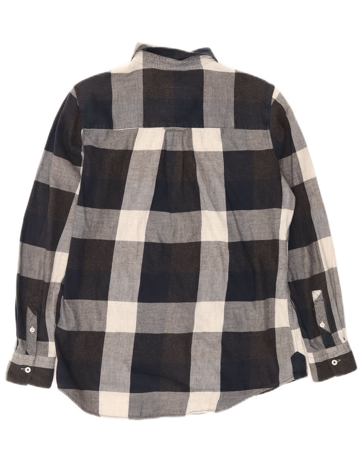 Crew Clothing Womens Oversized Flannel Shirt UK 8 Small Navy Blue Check