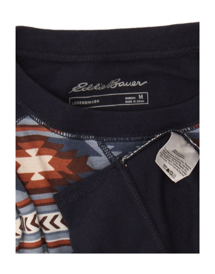 Eddie Bauer Womens Sweatshirt Jumper UK 14 Medium Navy Blue Cotton
