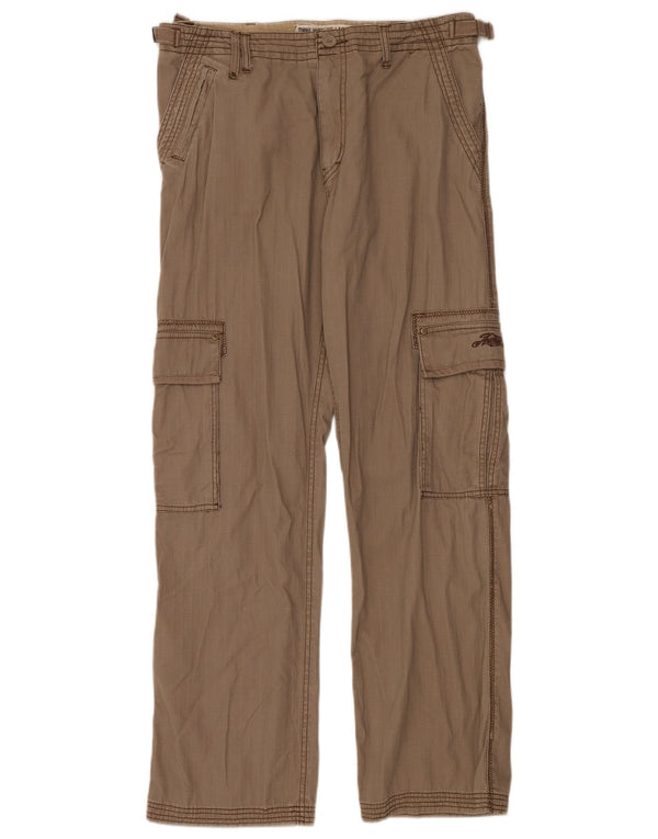 Animal Mens Straight Cargo Calças W34 L32 Algodão Bege