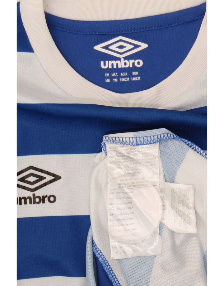Umbro Boys T-Shirt Top 9-10 År Medium Blå Stribet Polyester