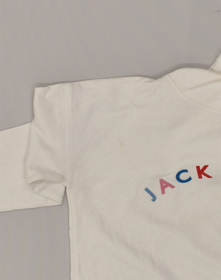 JACK WILLS Womens Graphic Crop Hoodie Jumper UK 8 Small  White Cotton | Vintage Jack Wills | Thrift | Second-Hand Jack Wills | Used Clothing | Messina Hembry 