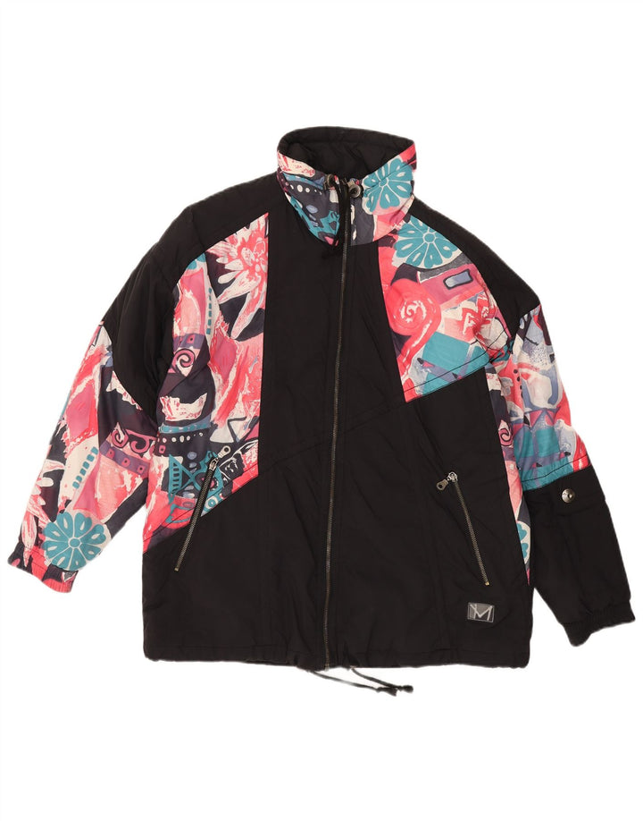 MAIER Womens Oversized Windbreaker Jacket UK 14 Large Black Floral