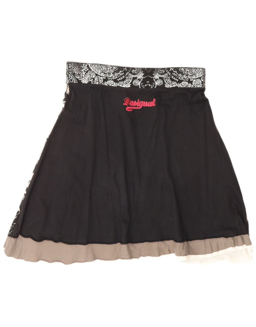 Desigual Womens Graphic A-Line Rock Medium W30 Schwarz Geometrisch