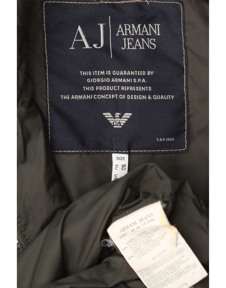ARMANI JEANS Mens Padded Jacket UK 36 Small Khaki Polyamide