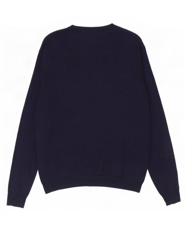 Ted Baker Herre Crew Neck Jumper Sweater Størrelse 4 Large Navy Blue Wool