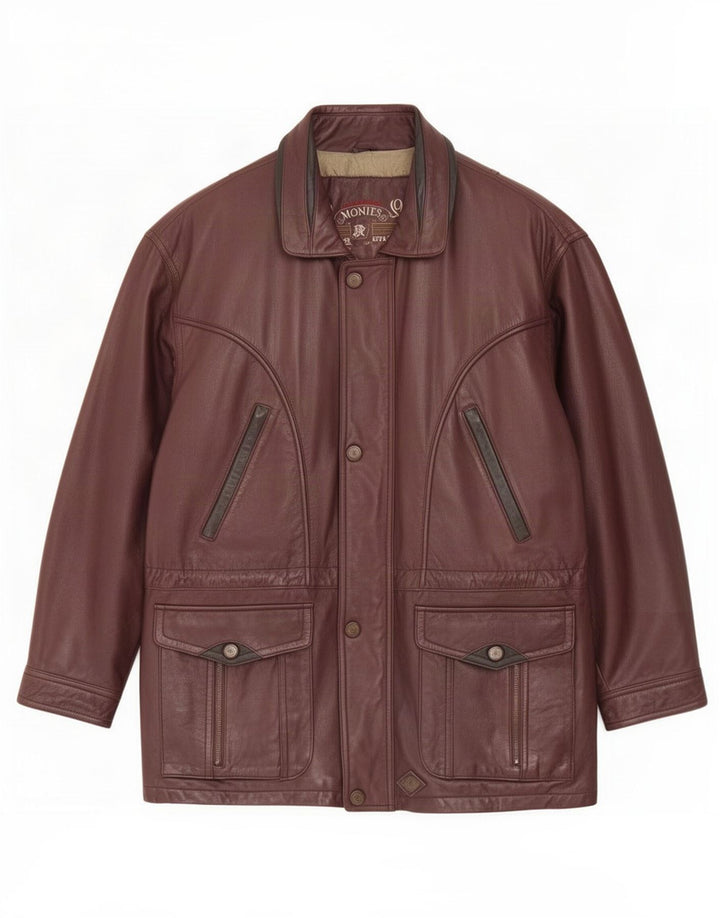 Montes Mens Leather Jacket UK 44 2XL Brown