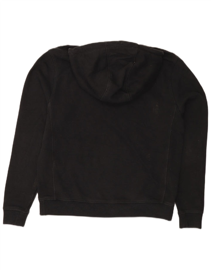 JACK WILLS Mens Graphic Hoodie Jumper Medium Black Cotton