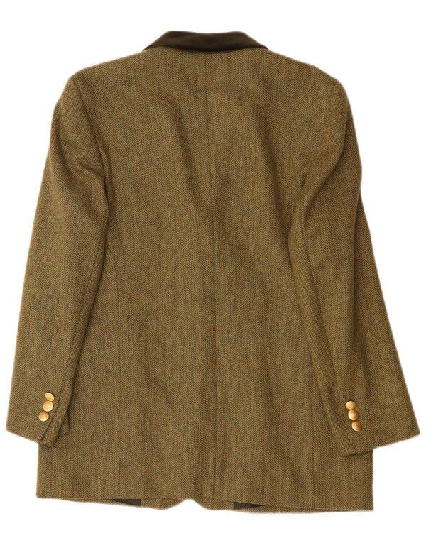 Basler Dame 3 Button Blazer Jacket UK 16 Large Green Herringbone Classic