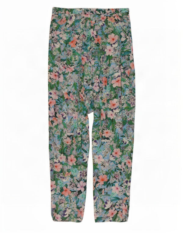 Zara Calça feminina casual cônica média W28 L28 floral multicolorida