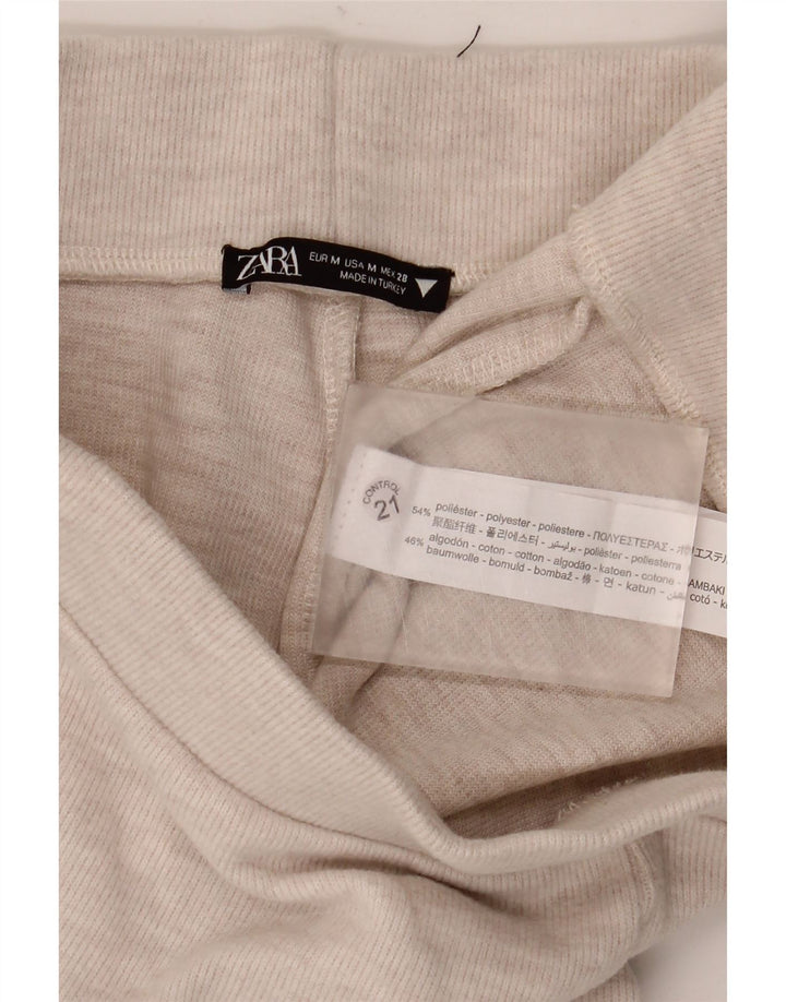 Zara Damen-Trainingshose, UK 12, mittelbeigefarbenes geflecktes Polyester