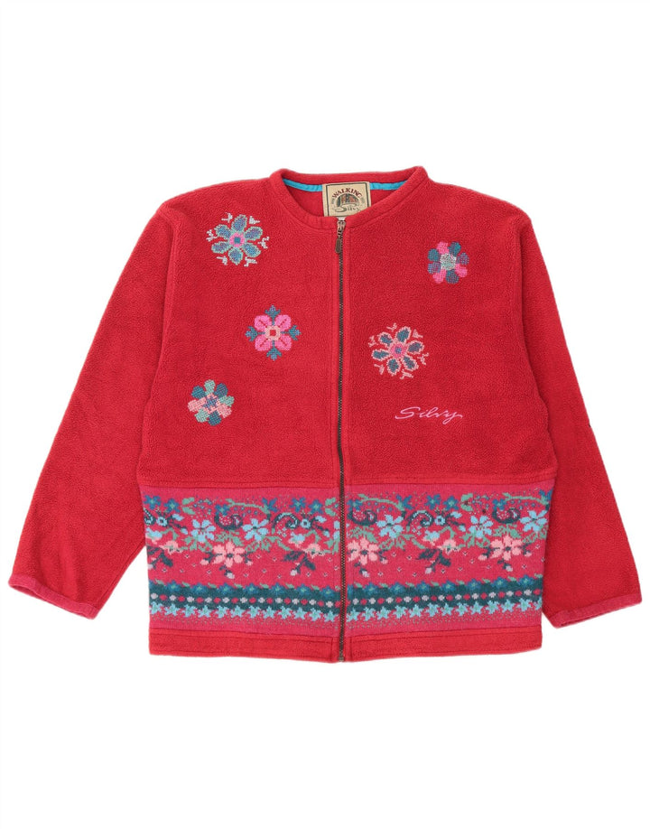 Chaqueta polar de gran tamaño para mujer Silvy UK 44 Poliéster floral rojo mediano