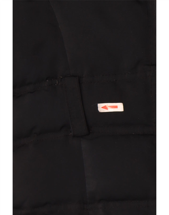 Zara Dame Hætte Polstret Frakke UK 12 Medium Sort Nylon