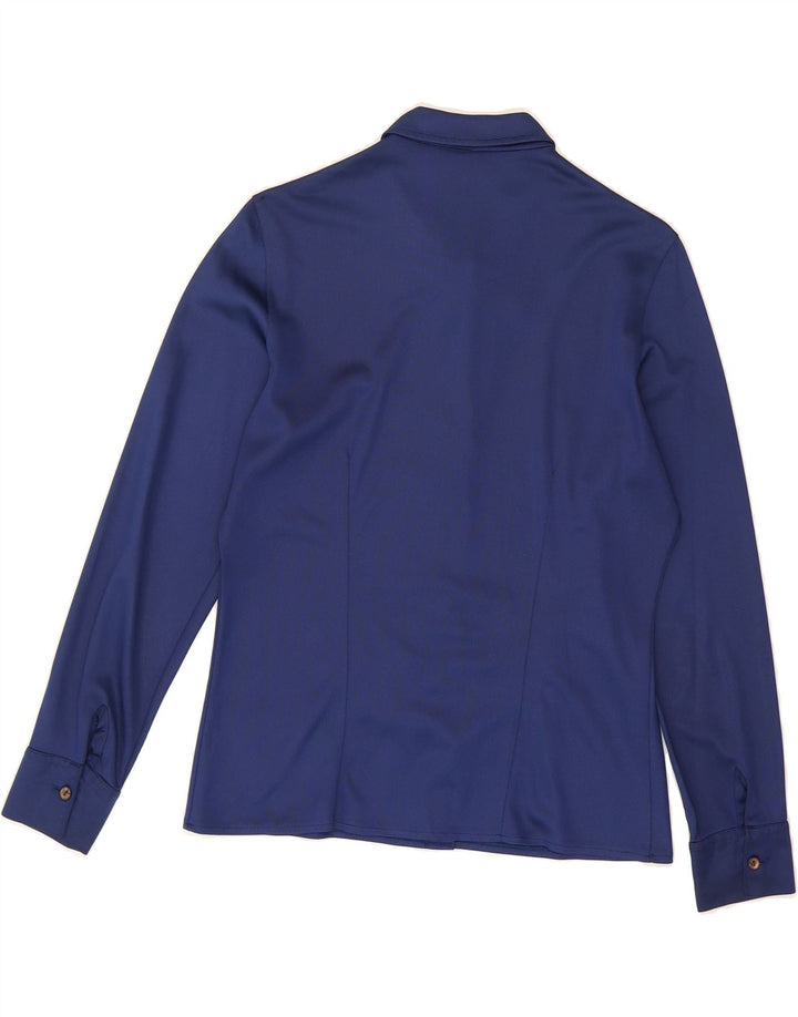 ST MICHAEL Womens Shirt UK 14 Medium Navy Blue Triacetate Vintage St Michael and Second-Hand St Michael from Messina Hembry 