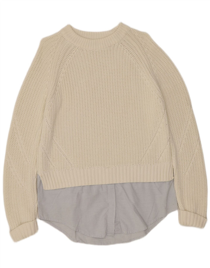 Marks & Spencer Womens Crew Neck Jumper Sweater UK 14 Large Off White