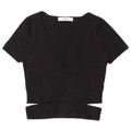 ZARA Womens Crop Blouse Top UK 12 Medium Black Viscose