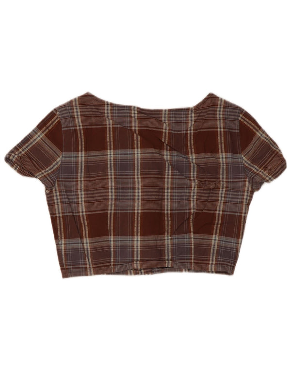 Ny Penny Womens Crop kortærmet skjortebluse IT 42 Medium Brown Plaid