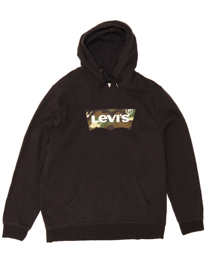 LEVI'S Mens Graphic Hoodie Jumper Large Black Cotton Vintage Levi's and Second-Hand Levi's from Messina Hembry 