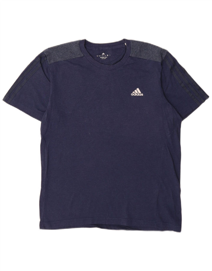Adidas Mens Climalite T-Shirt Top Medium Navy Blue Cotton