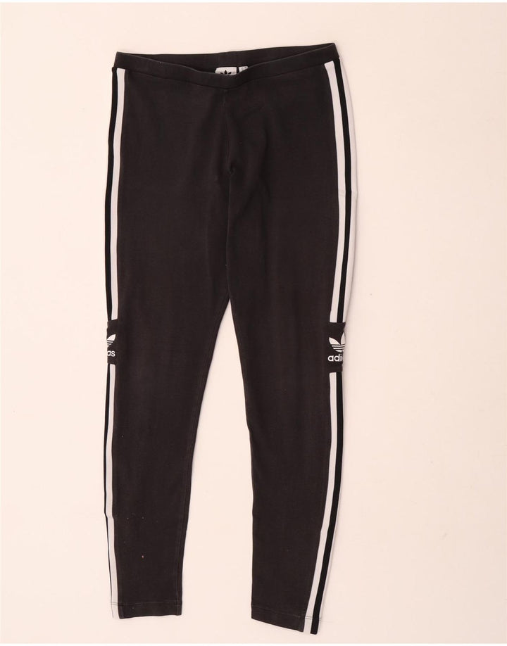 Adidas Womens Graphic Leggings UK 14 Medium Black Cotton