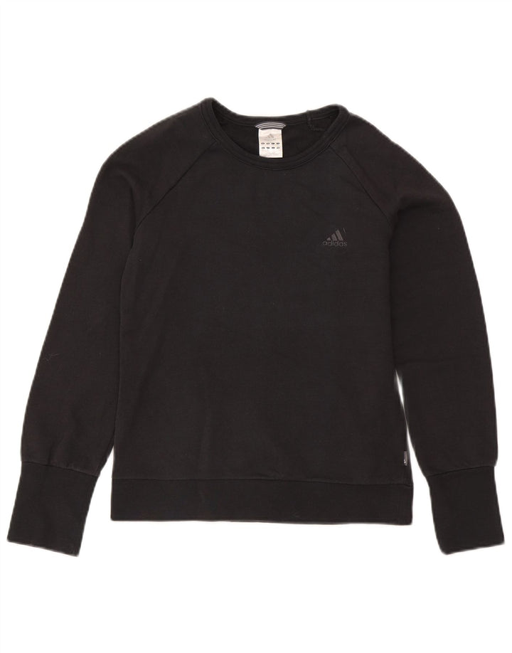 Adidas Womens Sweatshirt Jumper UK 12 Medium Navy Blue Cotton