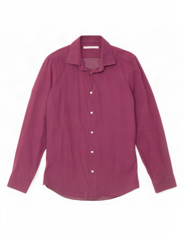 French Connection Mens Shirt Size 15 Medium Purple Spotted Cotton
