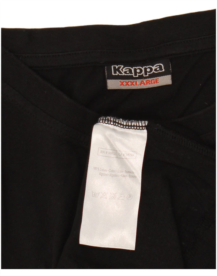 Kappa Mens T-Shirt Top 3XL Black Cotton