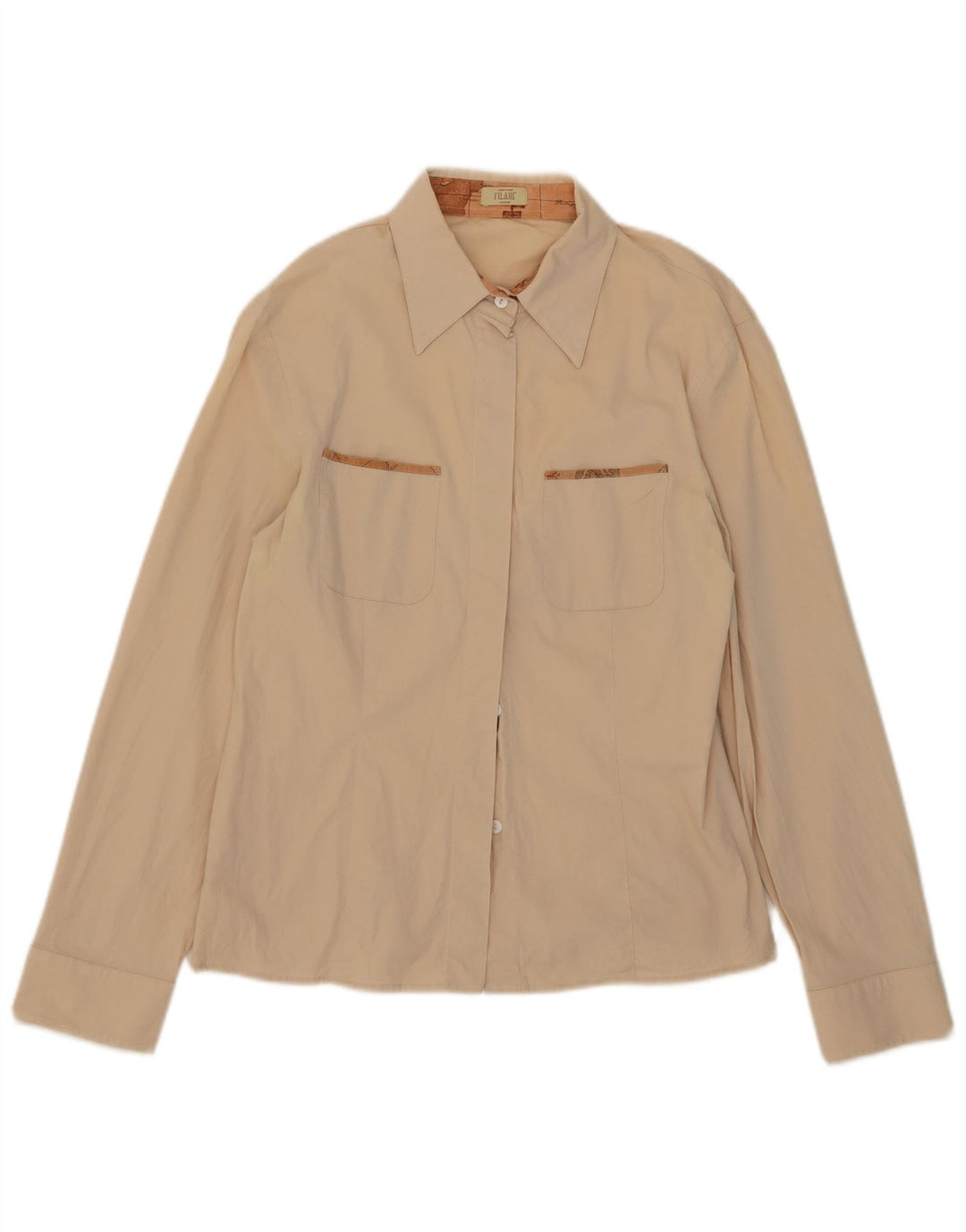 ALVIERO MARTINI Womens Shirt UK 16 Large Beige Cotton