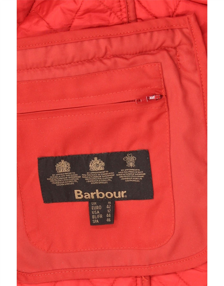 Giacca trapuntata da donna Barbour UK 16 grande rossa in poliammide