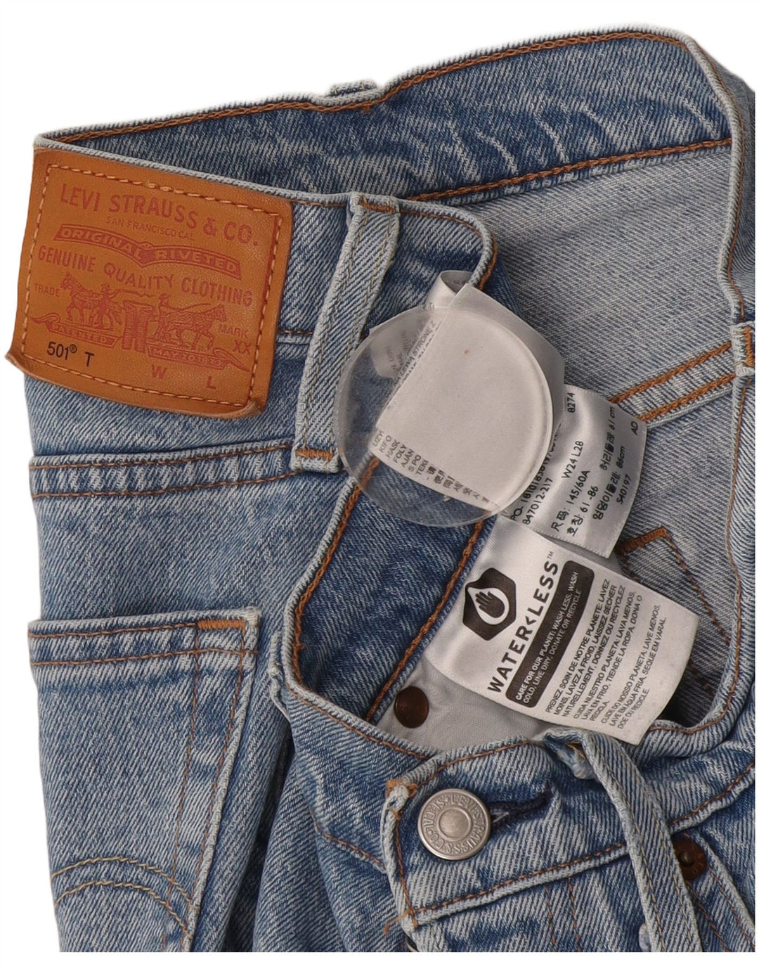 Levi's Womens 501 Straight Jeans W24 L28 Blue Cotton