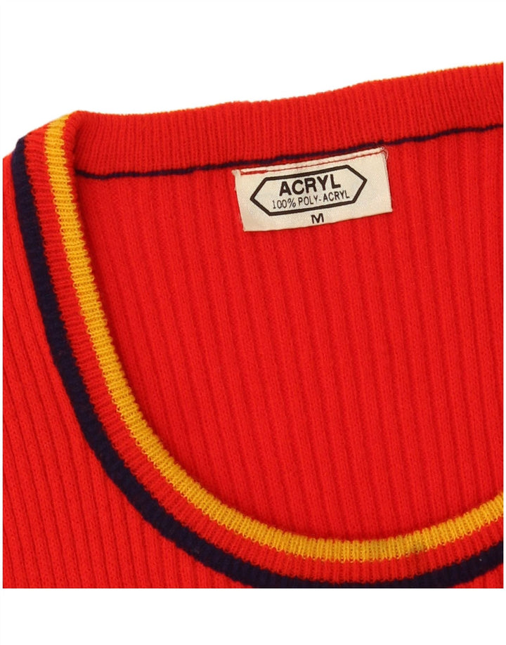 Canottiera vintage da donna UK 12 rosso medio in poliacrilico