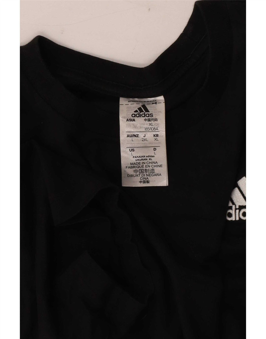 Adidas Mens T-Shirt Top Large Black Cotton