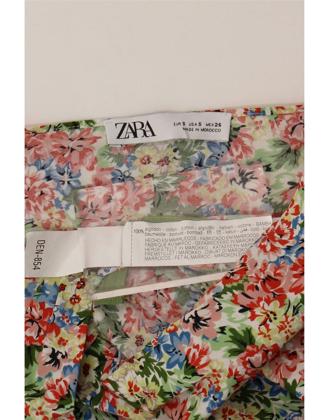 ZARA Womens One Shoulder Top UK 8 Small Multicoloured Floral Cotton