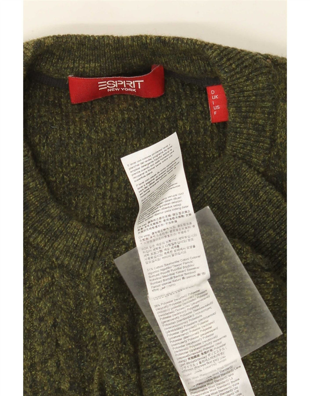 Esprit Jersey De Cuello Redondo Para Hombre De Algodón Caqui Medio