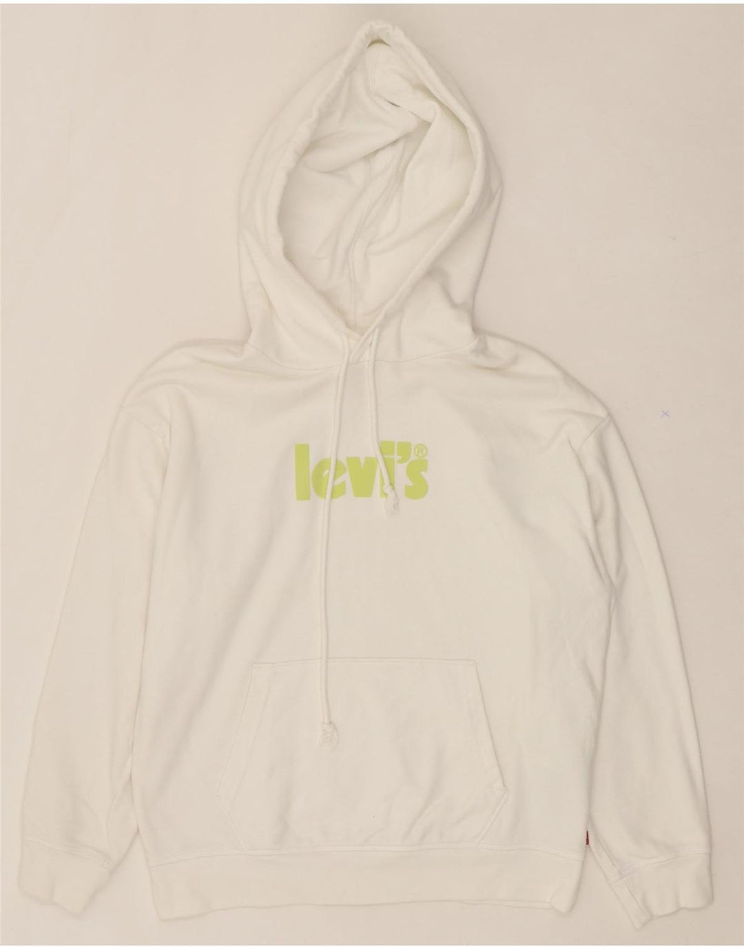 LEVI'S Mens Graphic Hoodie Jumper Small White Cotton Vintage Levi's and Second-Hand Levi's from Messina Hembry 