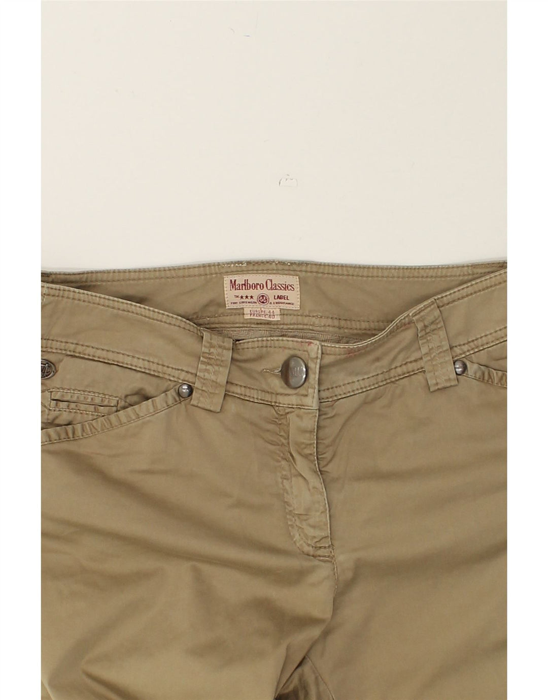 MARLBORO CLASSICS Womens Tapered Casual Trousers W30 L26 Beige Cotton | Vintage Marlboro Classics | Thrift | Second-Hand Marlboro Classics | Used Clothing | Messina Hembry 