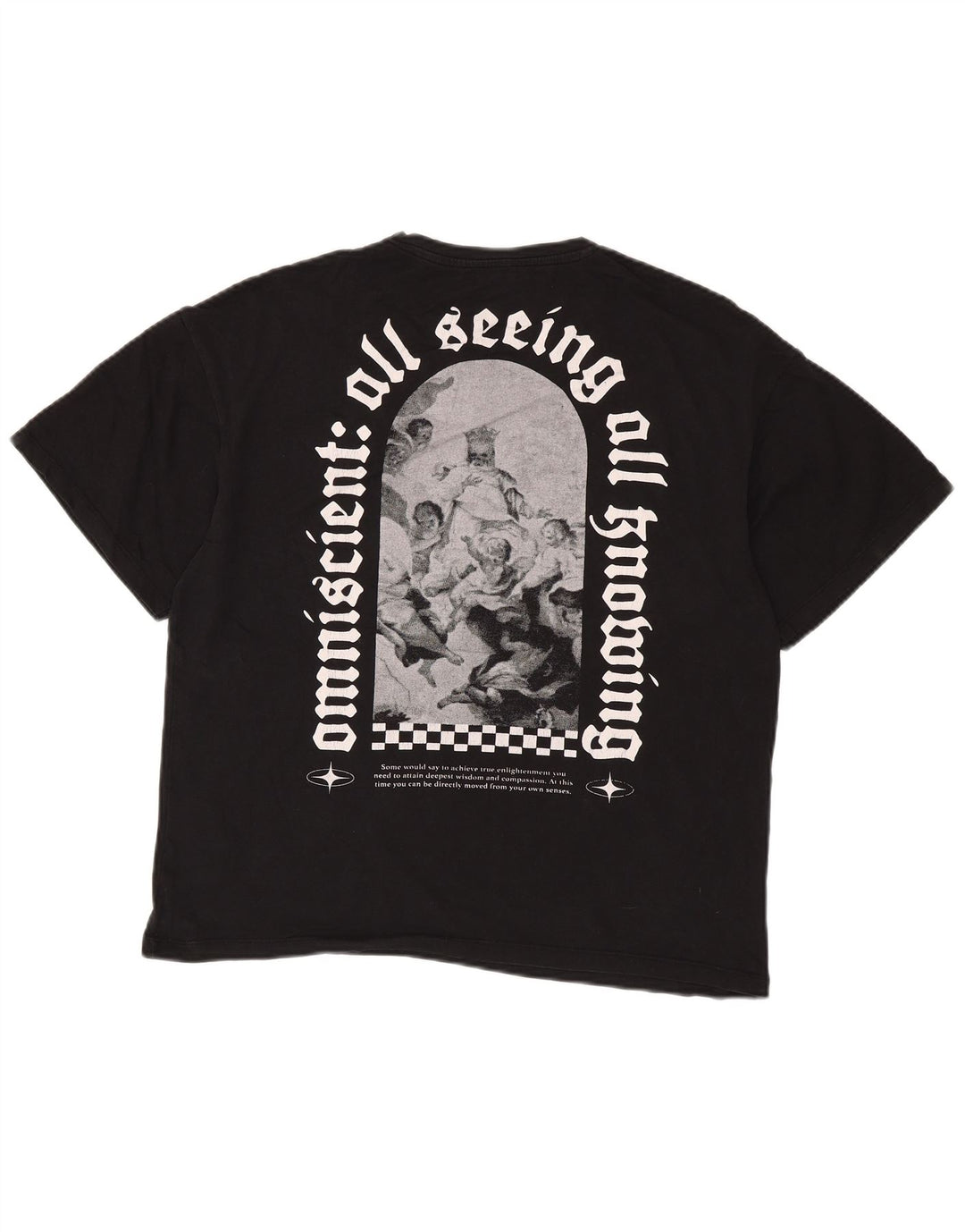 JACK & JONES Mens Graphic T-Shirt Top Medium Black Cotton