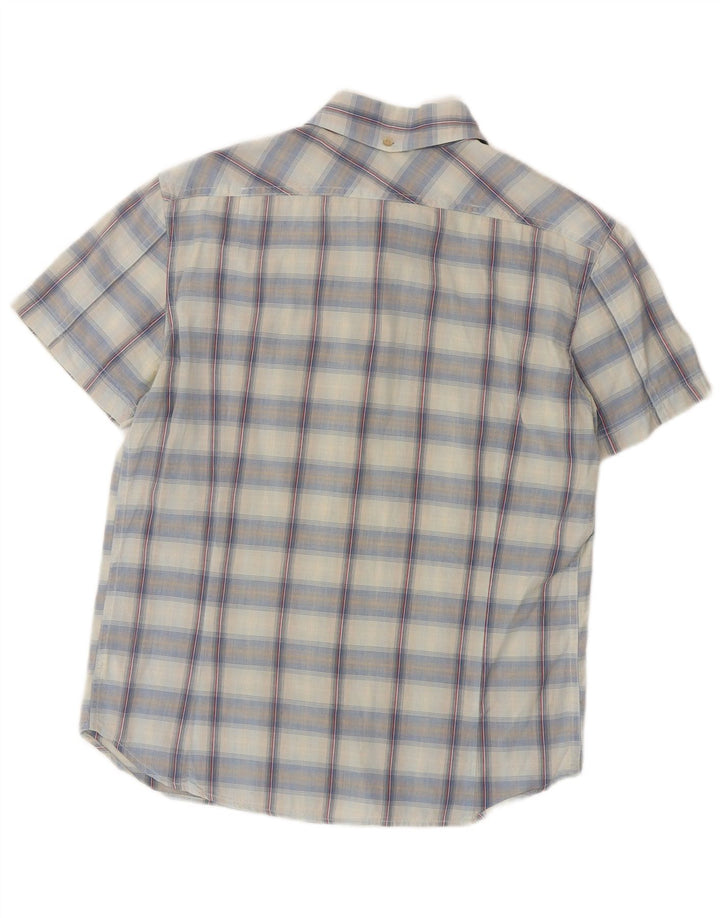 Diesel Mens Short Sleeve Shirt Large Blue Check Cotton