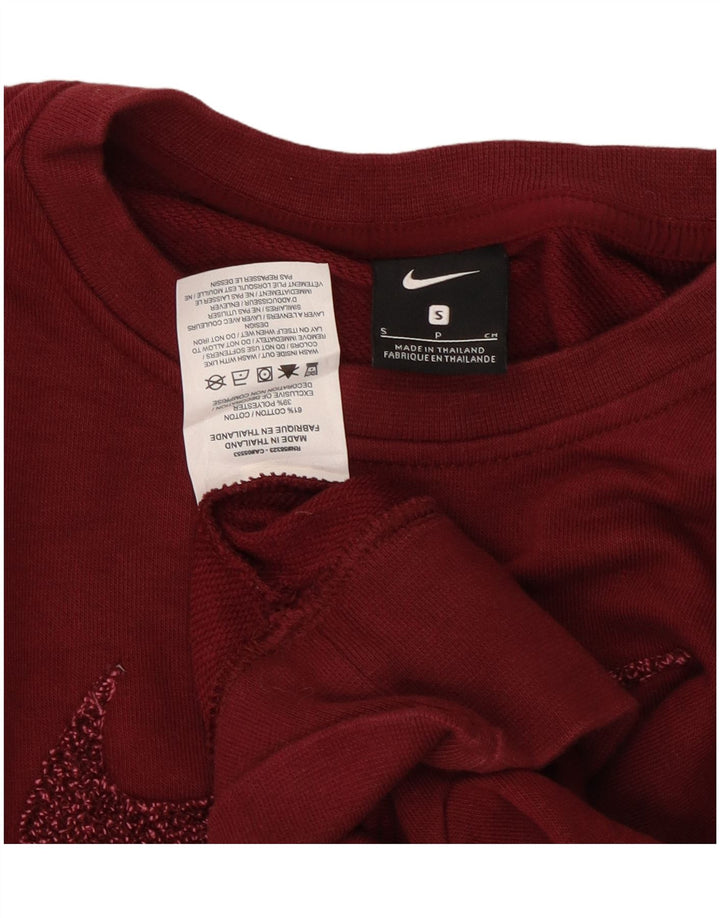 NIKE Womens Oversized Graphic Crop Sweatshirt Jumper UK 10 Small Maroon