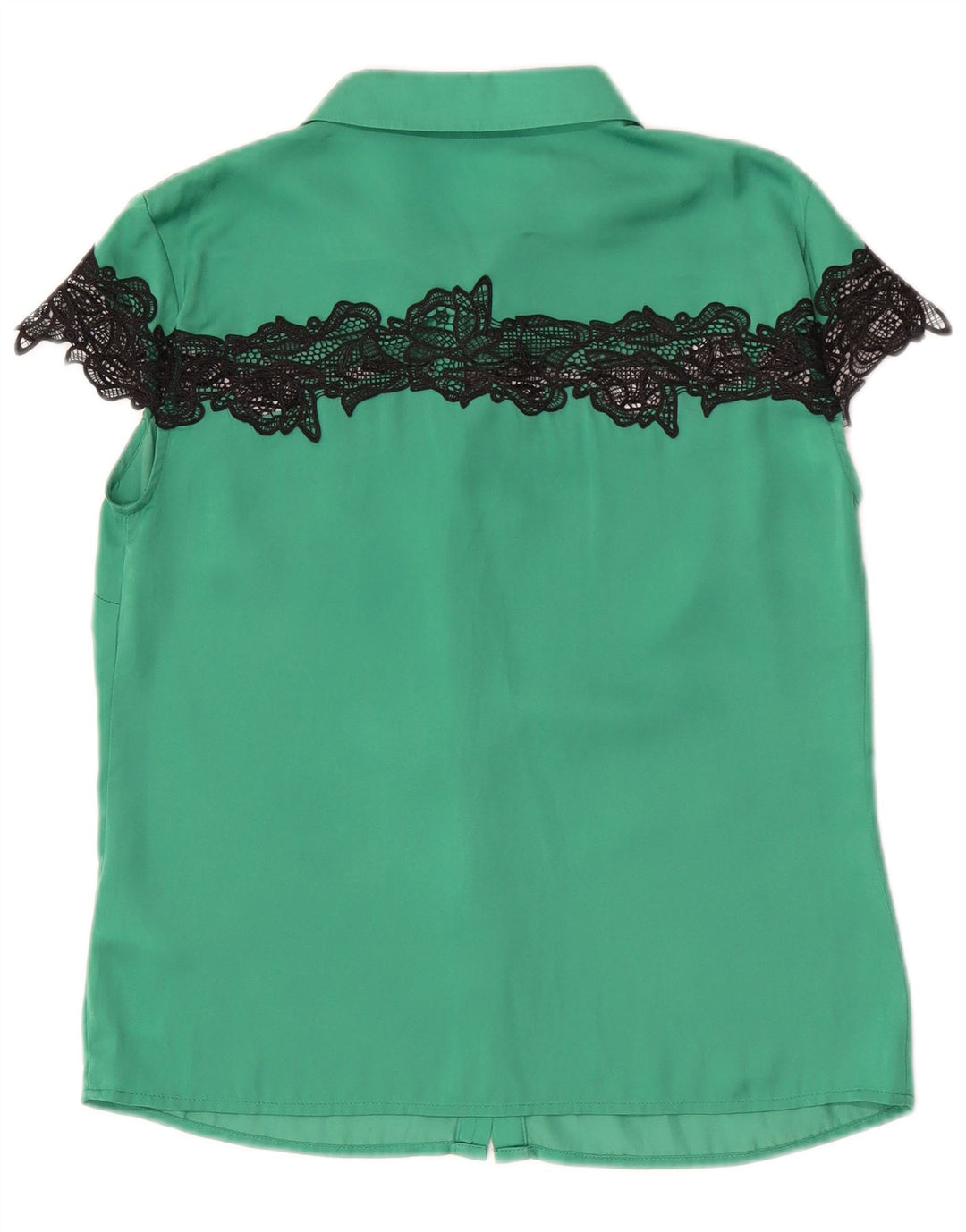 Guess Womens Short Sleeve Shirt Blouse UK 10 Small Green Polyester