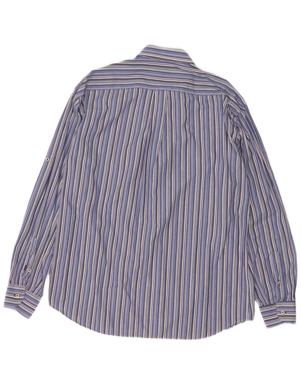 Navigare Mens Shirt Large Blue Striped Cotton