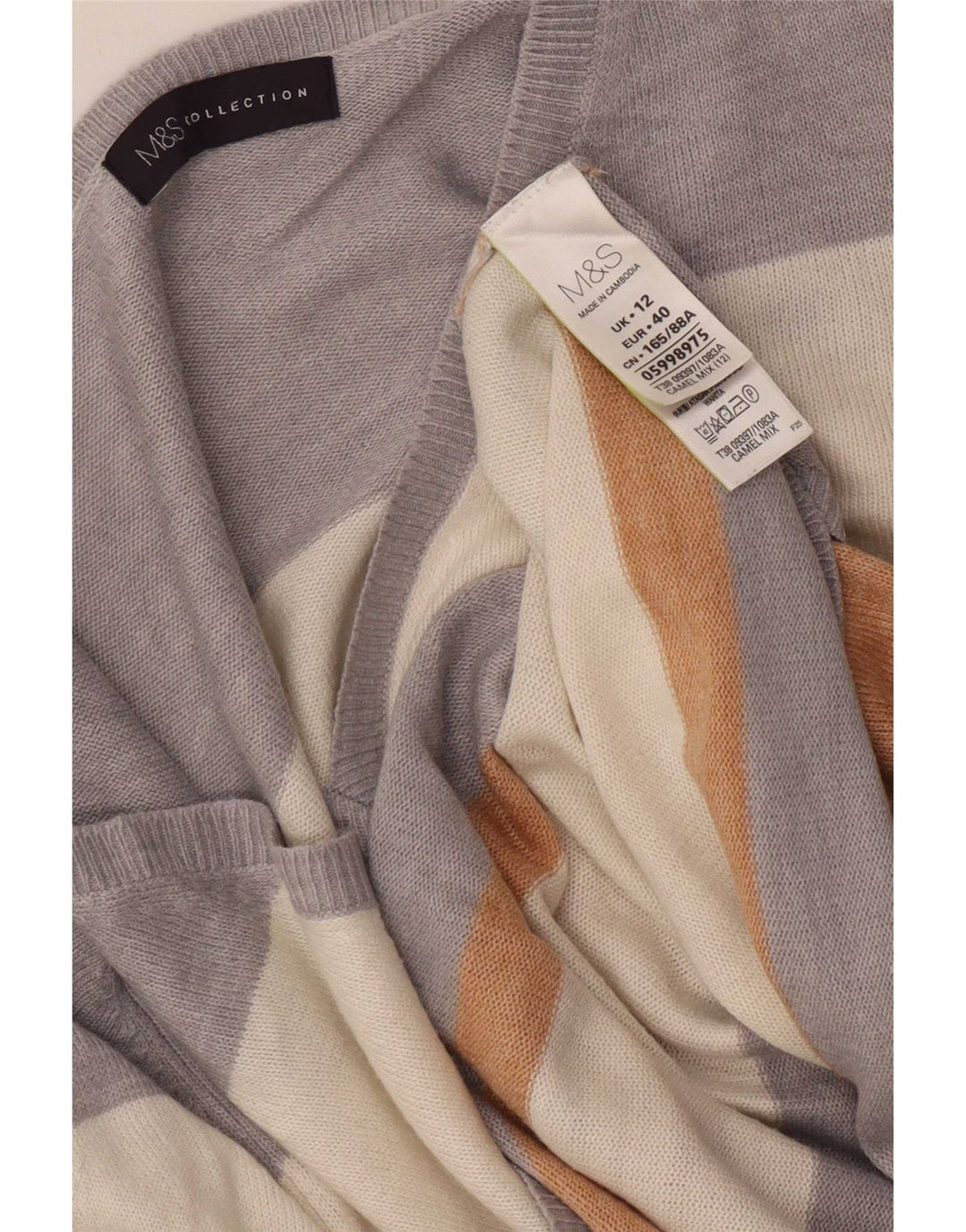 Marks & Spencer Dame V-hals sweater UK 12 Medium Flerfarvet